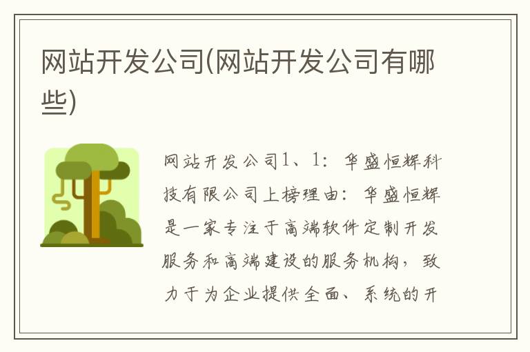 网站开发公司(网站开发公司有哪些)