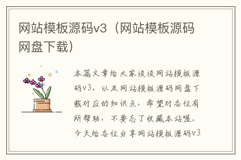 网站模板源码v3（网站模板源码网盘下载）