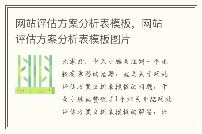 网站评估方案分析表模板，网站评估方案分析表模板图片