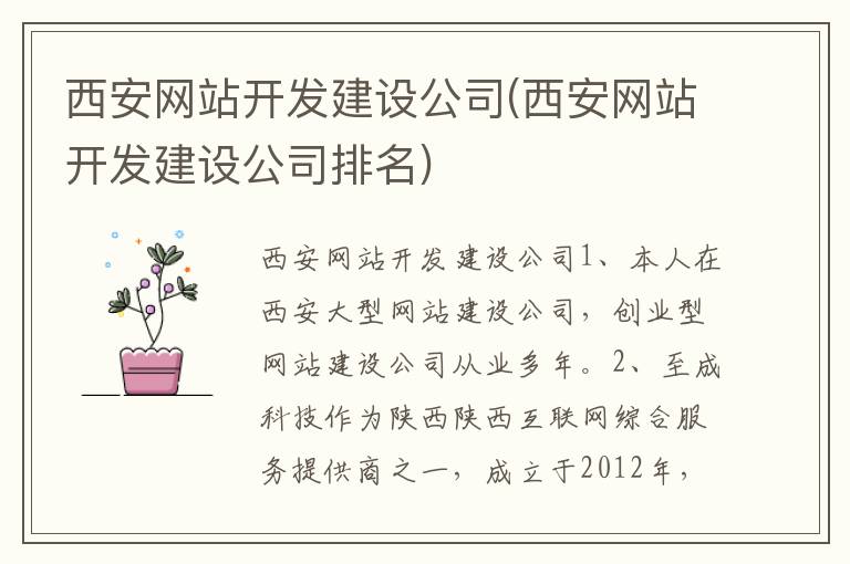 西安网站开发建设公司(西安网站开发建设公司排名)