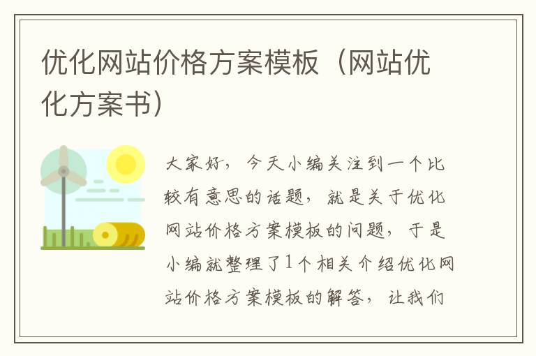 优化网站价格方案模板（网站优化方案书）