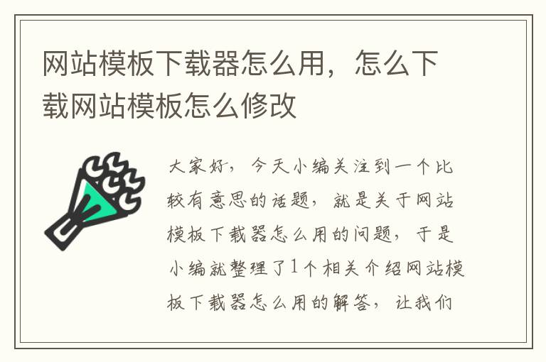 网站模板下载器怎么用，怎么下载网站模板怎么修改