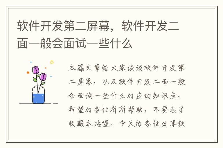 软件开发第二屏幕，软件开发二面一般会面试一些什么