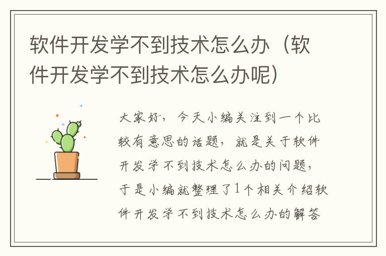 软件开发学不到技术怎么办（软件开发学不到技术怎么办呢）