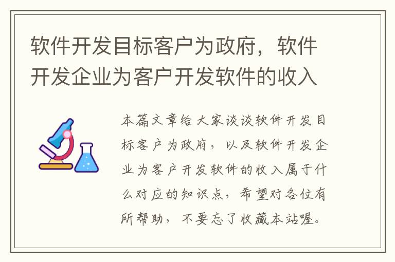 软件开发目标客户为政府，软件开发企业为客户开发软件的收入属于什么