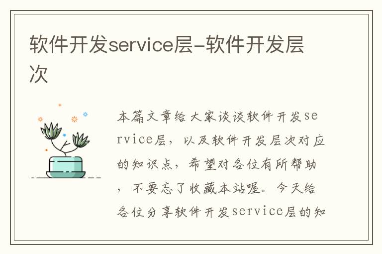 软件开发service层-软件开发层次