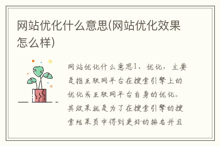 网站优化什么意思(网站优化效果怎么样)