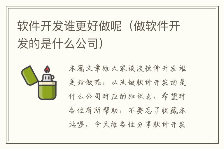 软件开发谁更好做呢（做软件开发的是什么公司）