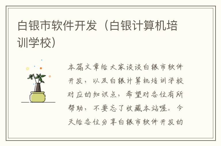 白银市软件开发（白银计算机培训学校）