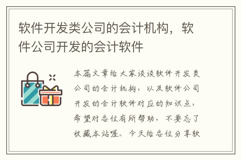 软件开发类公司的会计机构，软件公司开发的会计软件