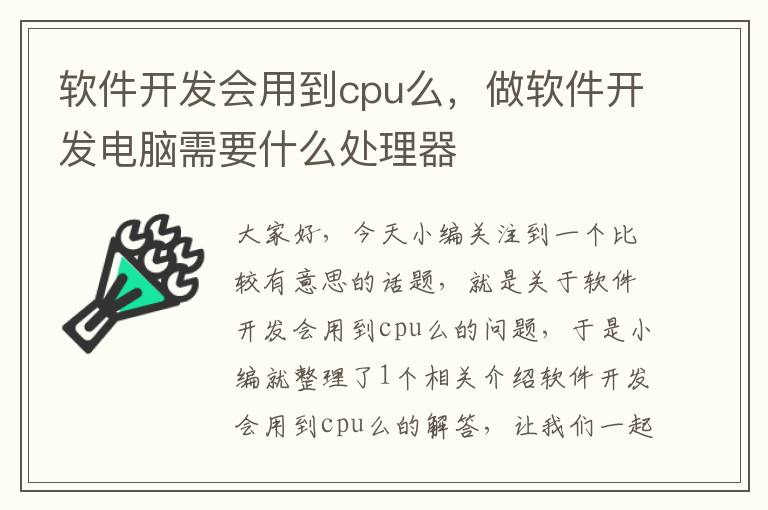 软件开发会用到cpu么，做软件开发电脑需要什么处理器