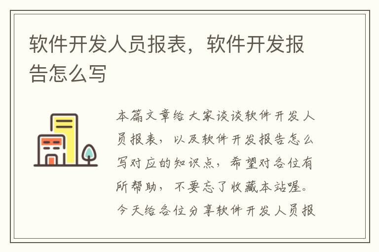 软件开发人员报表，软件开发报告怎么写