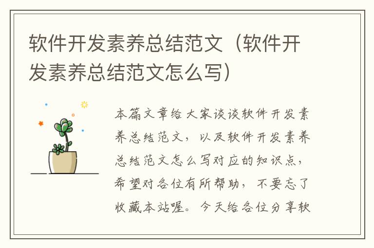 软件开发素养总结范文（软件开发素养总结范文怎么写）