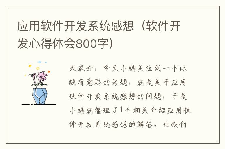 应用软件开发系统感想（软件开发心得体会800字）