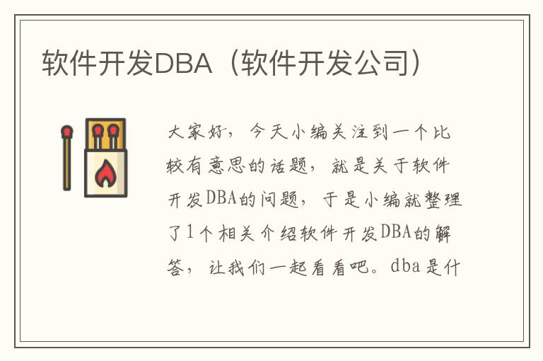 软件开发DBA（软件开发公司）