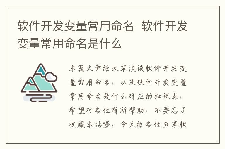 软件开发变量常用命名-软件开发变量常用命名是什么