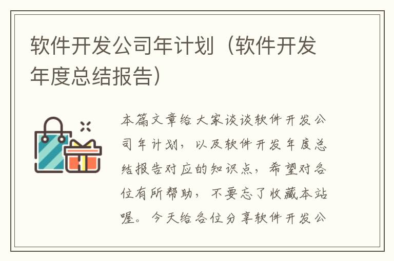 软件开发公司年计划（软件开发年度总结报告）