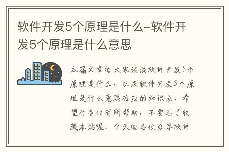 软件开发5个原理是什么-软件开发5个原理是什么意思