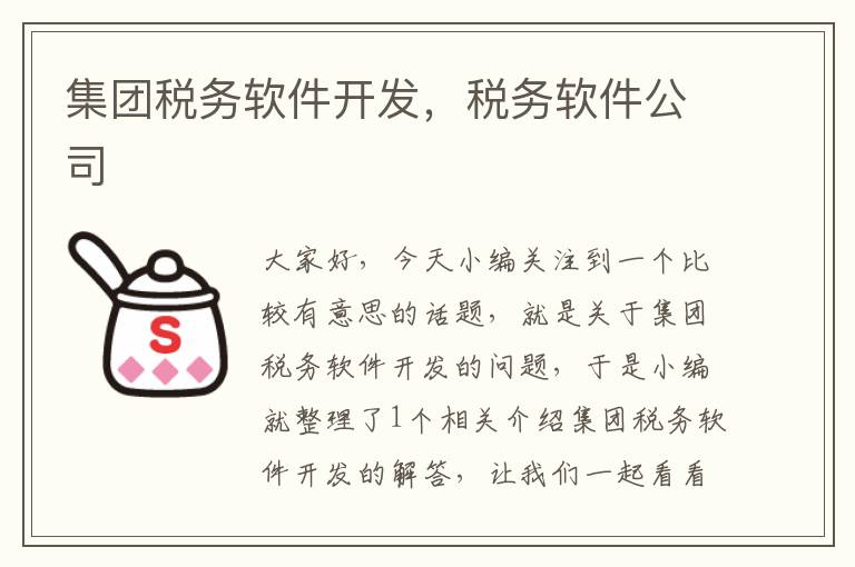 集团税务软件开发，税务软件公司