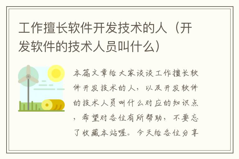 工作擅长软件开发技术的人（开发软件的技术人员叫什么）