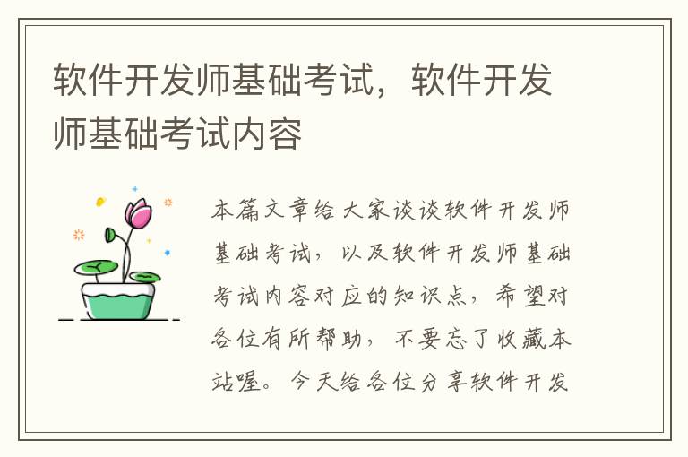 软件开发师基础考试，软件开发师基础考试内容