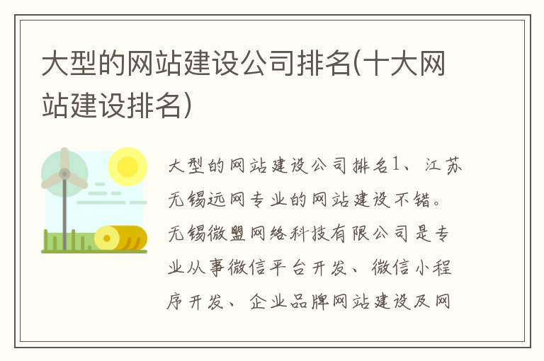 大型的网站建设公司排名(十大网站建设排名)