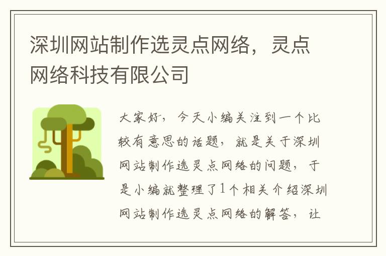 深圳网站制作选灵点网络，灵点网络科技有限公司