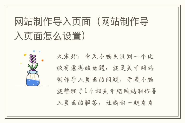 网站制作导入页面（网站制作导入页面怎么设置）