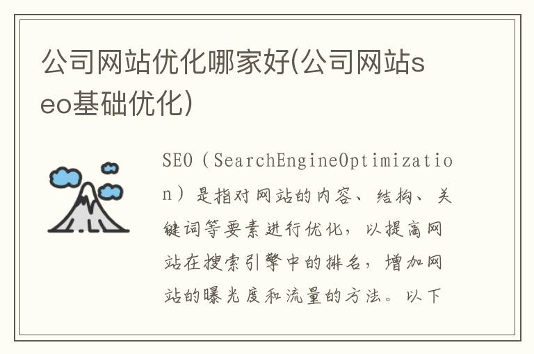 公司网站优化哪家好(公司网站seo基础优化)