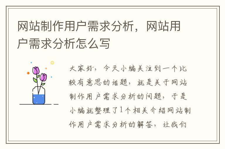 网站制作用户需求分析，网站用户需求分析怎么写