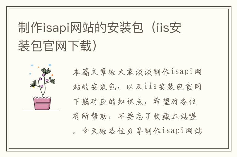 制作isapi网站的安装包（iis安装包官网下载）