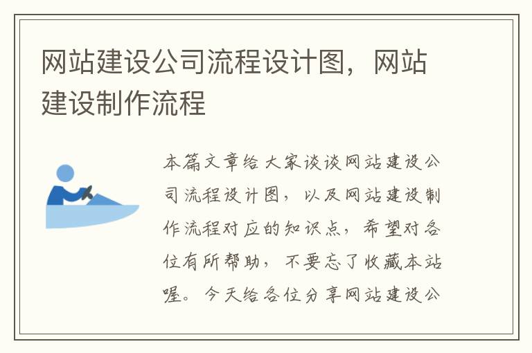 网站建设公司流程设计图，网站建设制作流程