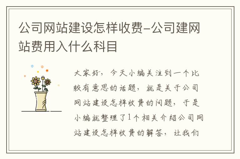 公司网站建设怎样收费-公司建网站费用入什么科目