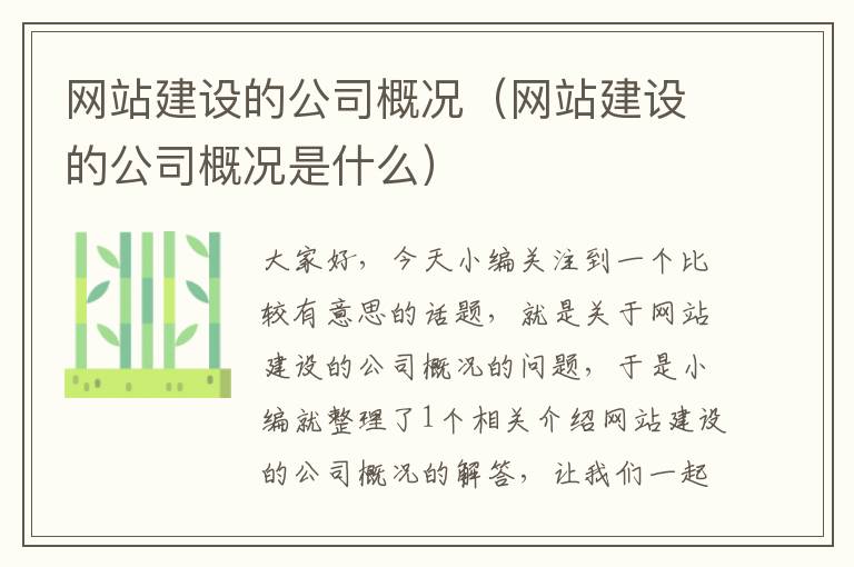 网站建设的公司概况（网站建设的公司概况是什么）