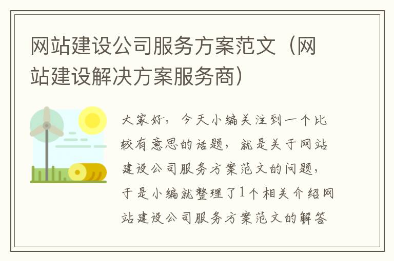 网站建设公司服务方案范文（网站建设解决方案服务商）