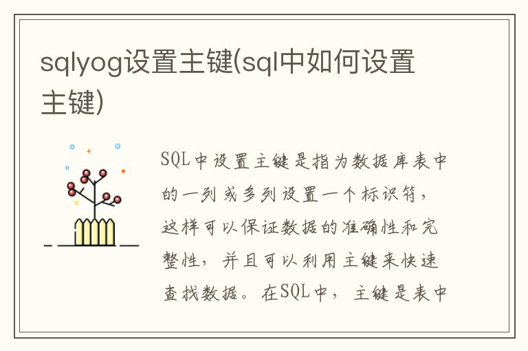 sqlyog设置主键(sql中如何设置主键)