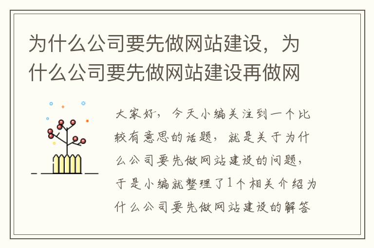 为什么公司要先做网站建设，为什么公司要先做网站建设再做网络