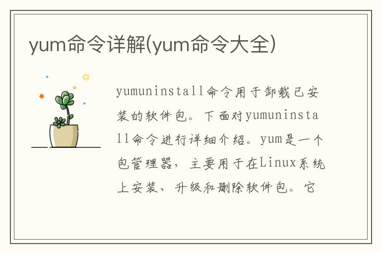 yum命令详解(yum命令大全)