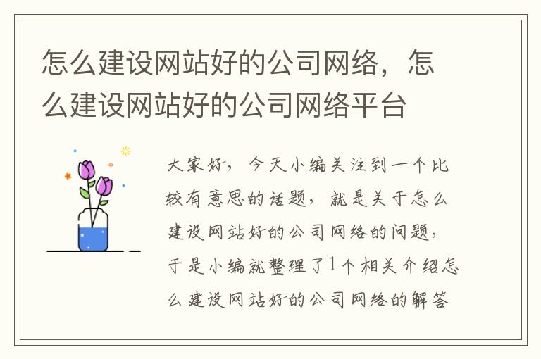 怎么建设网站好的公司网络，怎么建设网站好的公司网络平台