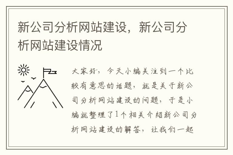 新公司分析网站建设，新公司分析网站建设情况