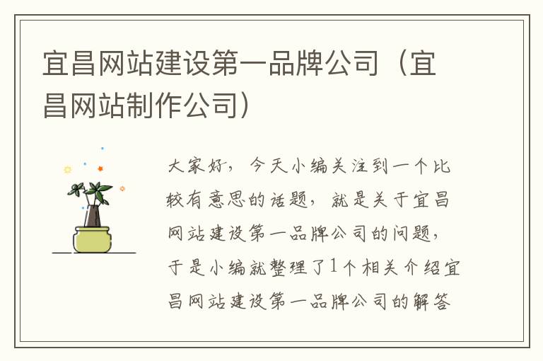 宜昌网站建设第一品牌公司（宜昌网站制作公司）