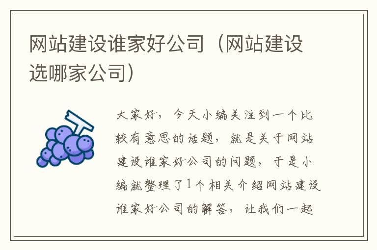 网站建设谁家好公司（网站建设选哪家公司）