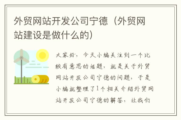 外贸网站开发公司宁德（外贸网站建设是做什么的）