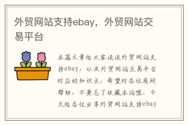 外贸网站支持ebay，外贸网站交易平台