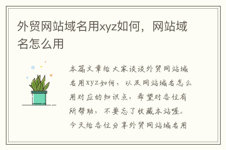 外贸网站域名用xyz如何，网站域名怎么用