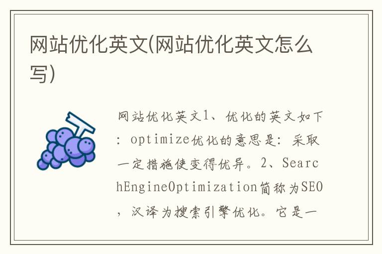 网站优化英文(网站优化英文怎么写)