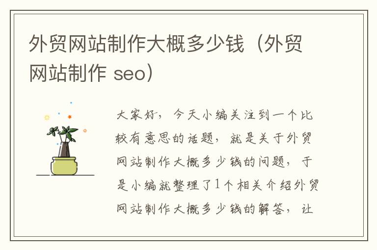 外贸网站制作大概多少钱（外贸网站制作 seo）