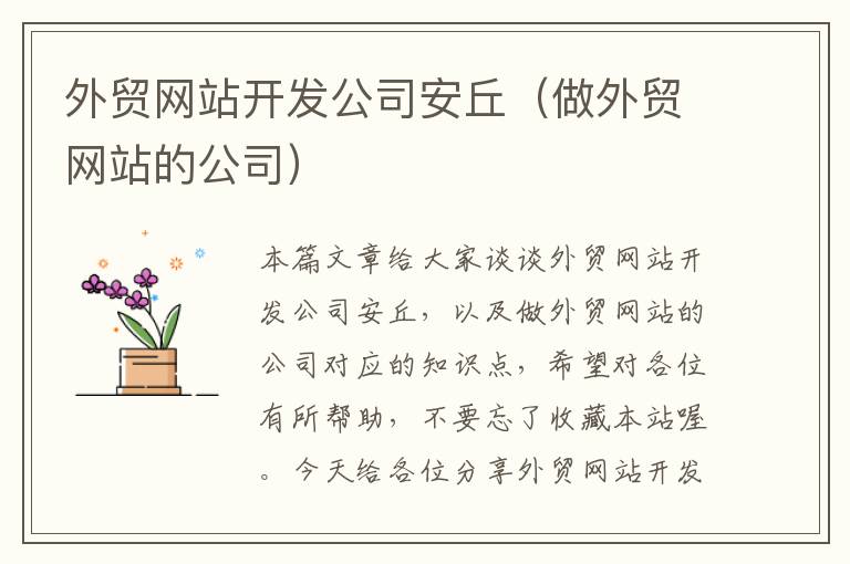 外贸网站开发公司安丘（做外贸网站的公司）