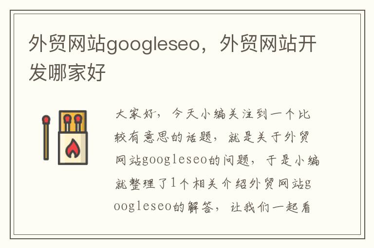 外贸网站googleseo，外贸网站开发哪家好