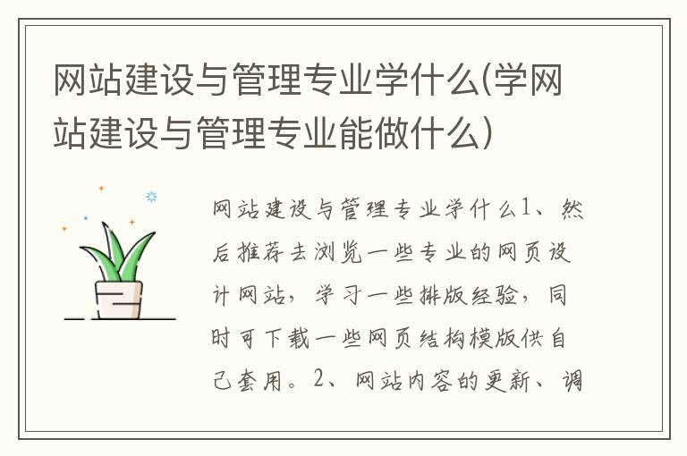 网站建设与管理专业学什么(学网站建设与管理专业能做什么)